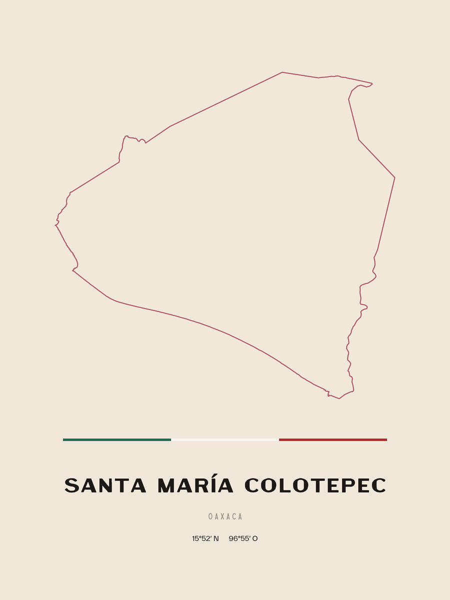 Framed poster of Santa María Colotepec, Oaxaca.