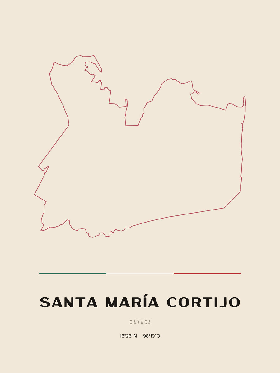 Framed poster of Santa María Cortijo, Oaxaca.