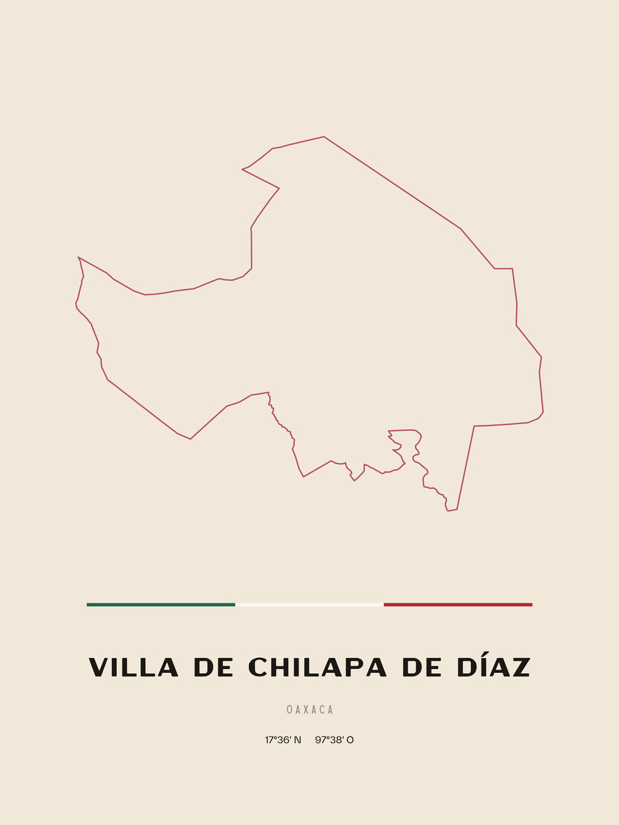 Framed poster of Villa de Chilapa de Díaz, Oaxaca.