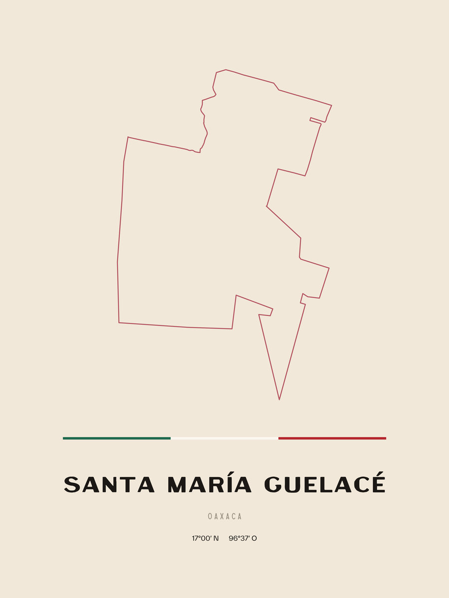 Framed poster of Santa María Guelacé, Oaxaca.