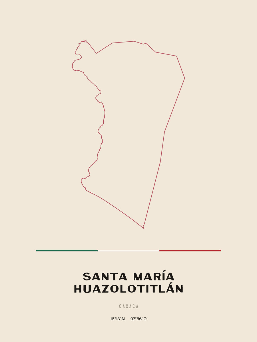 Framed poster of Santa María Huazolotitlán, Oaxaca.