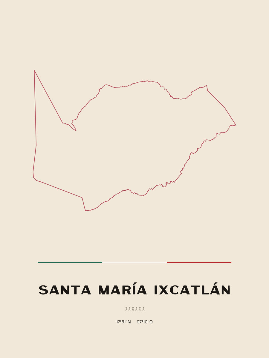 Framed poster of Santa María Ixcatlán, Oaxaca.