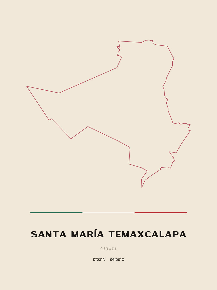 Framed poster of Santa María Temaxcalapa, Oaxaca.