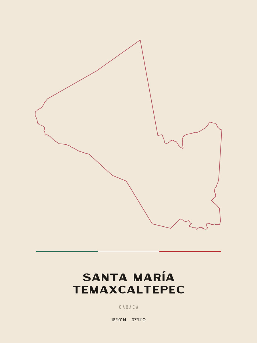 Framed poster of Santa María Temaxcaltepec, Oaxaca.