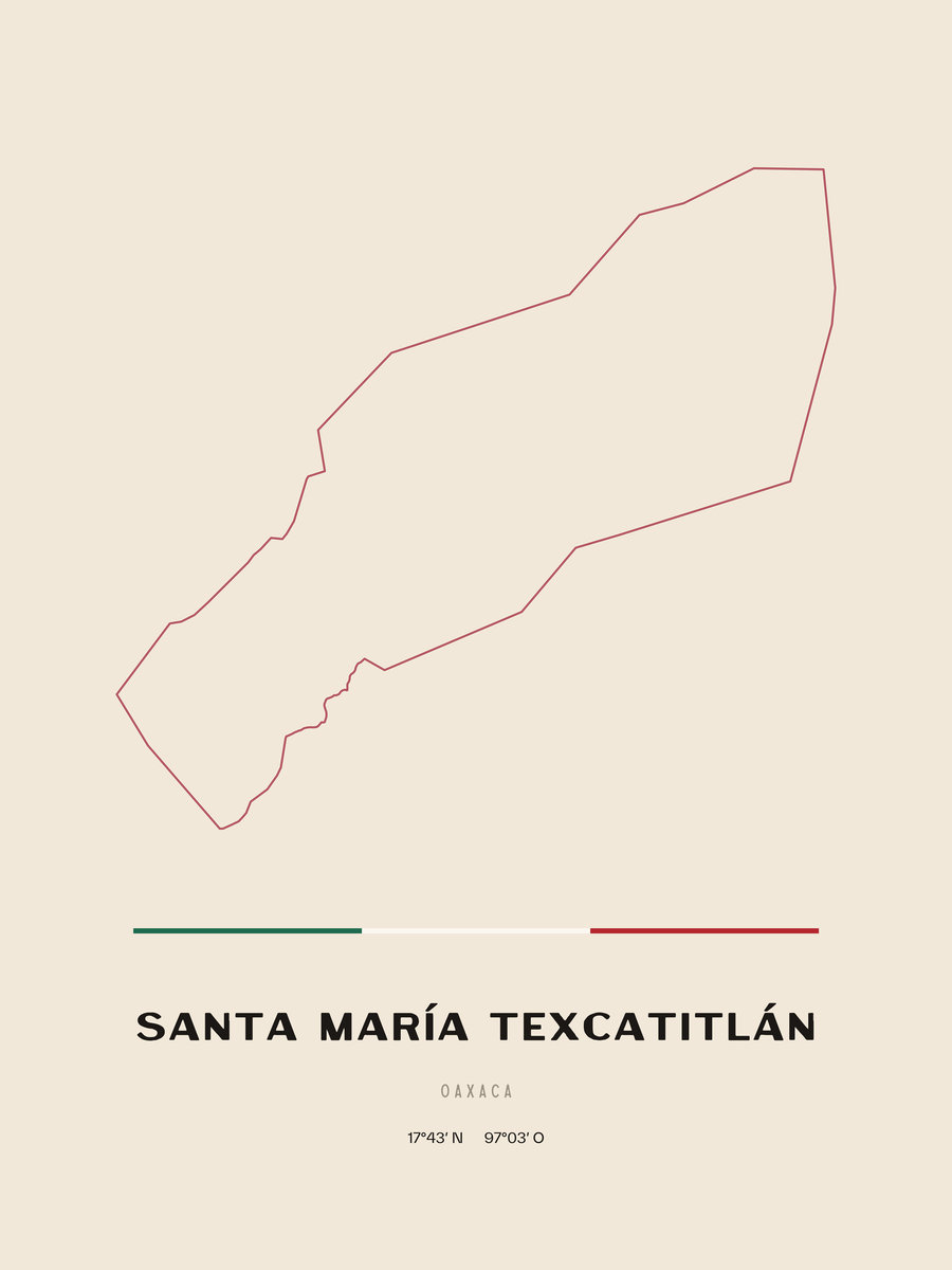 Framed poster of Santa María Texcatitlán, Oaxaca.
