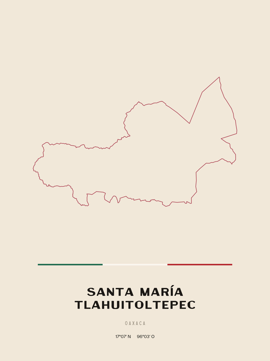 Framed poster of Santa María Tlahuitoltepec, Oaxaca.