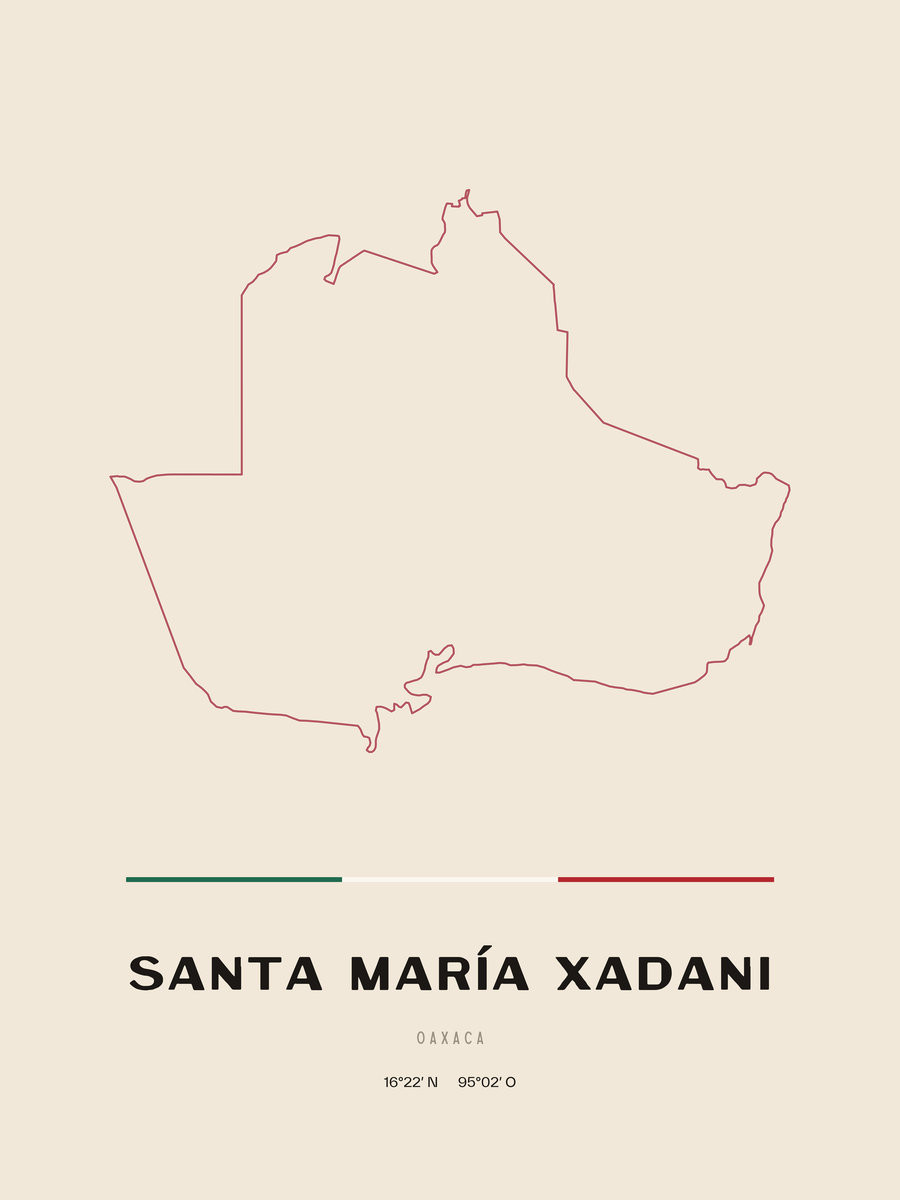 Framed poster of Santa María Xadani, Oaxaca.