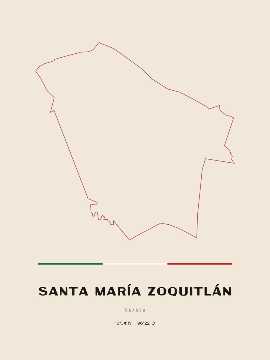 Framed poster of Santa María Zoquitlán, Oaxaca.