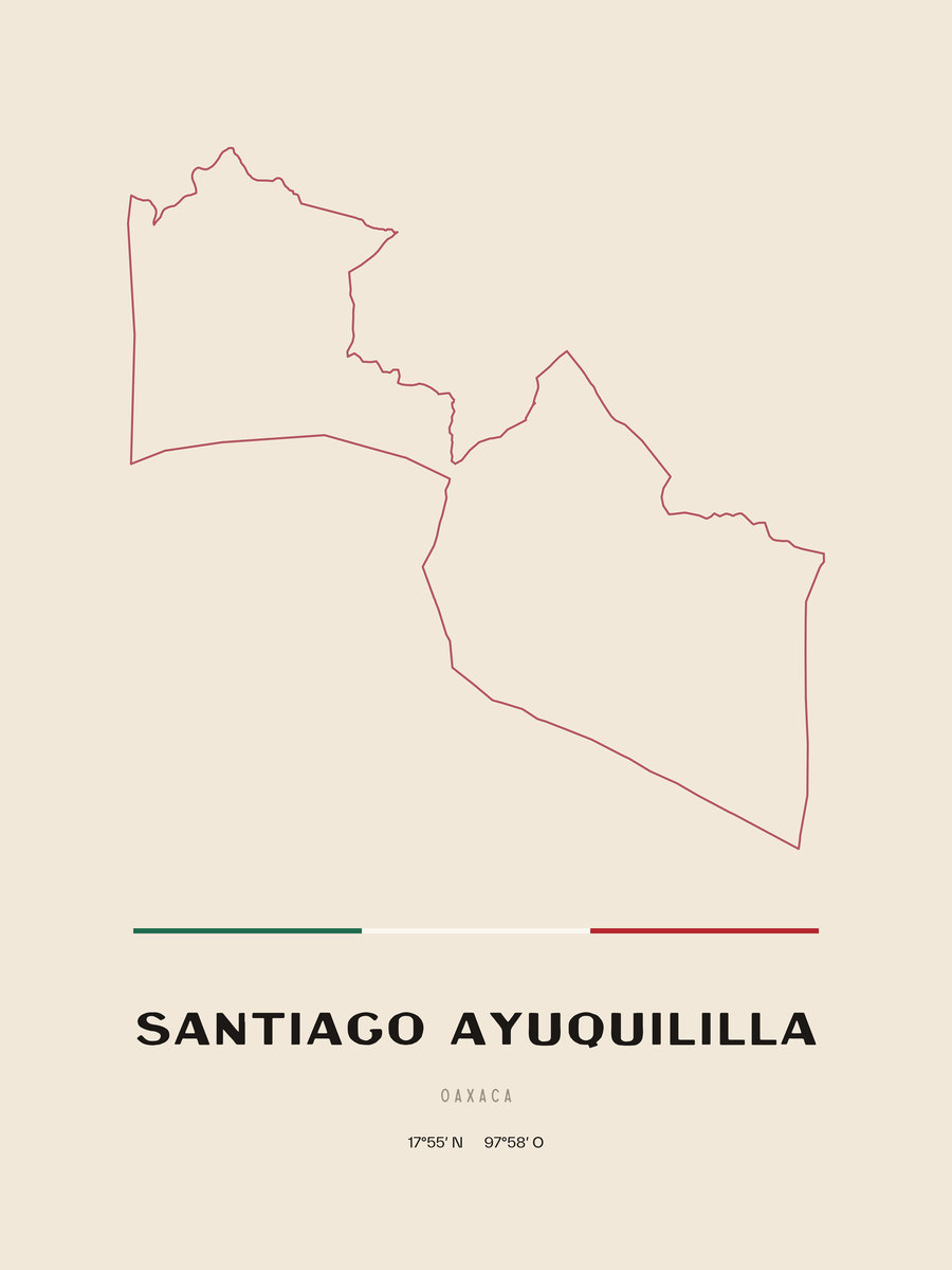 Framed poster of Santiago Ayuquililla, Oaxaca.