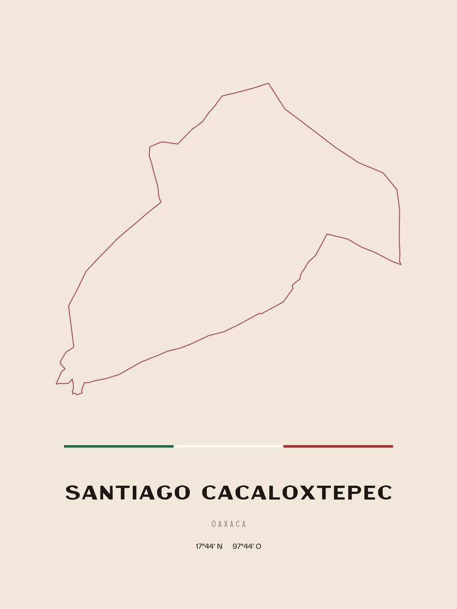 Framed poster of Santiago Cacaloxtepec, Oaxaca.