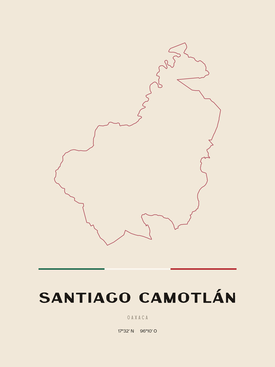 Framed poster of Santiago Camotlán, Oaxaca.