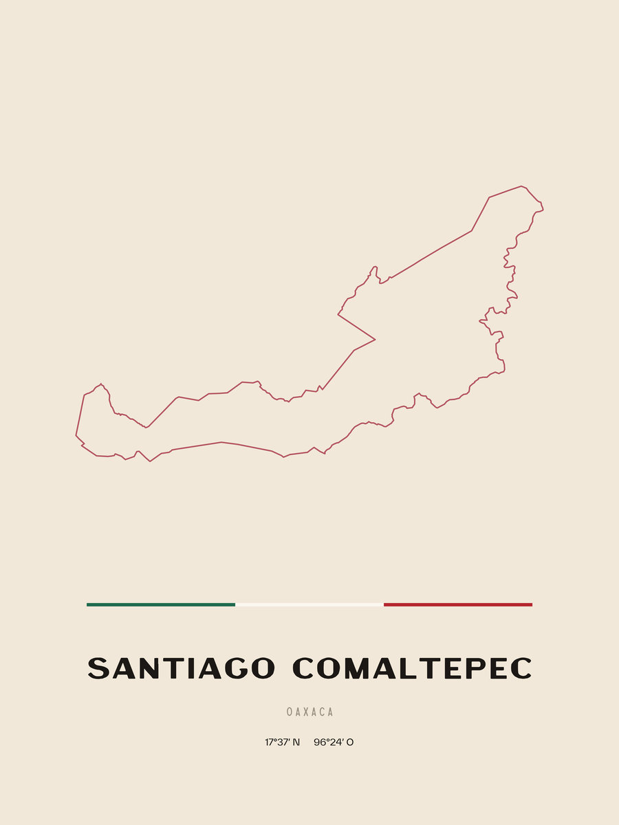 Framed poster of Santiago Comaltepec, Oaxaca.