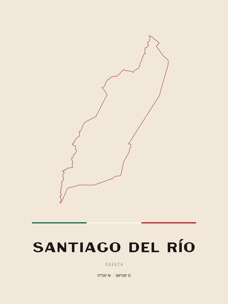 Framed poster of Santiago del Río, Oaxaca.