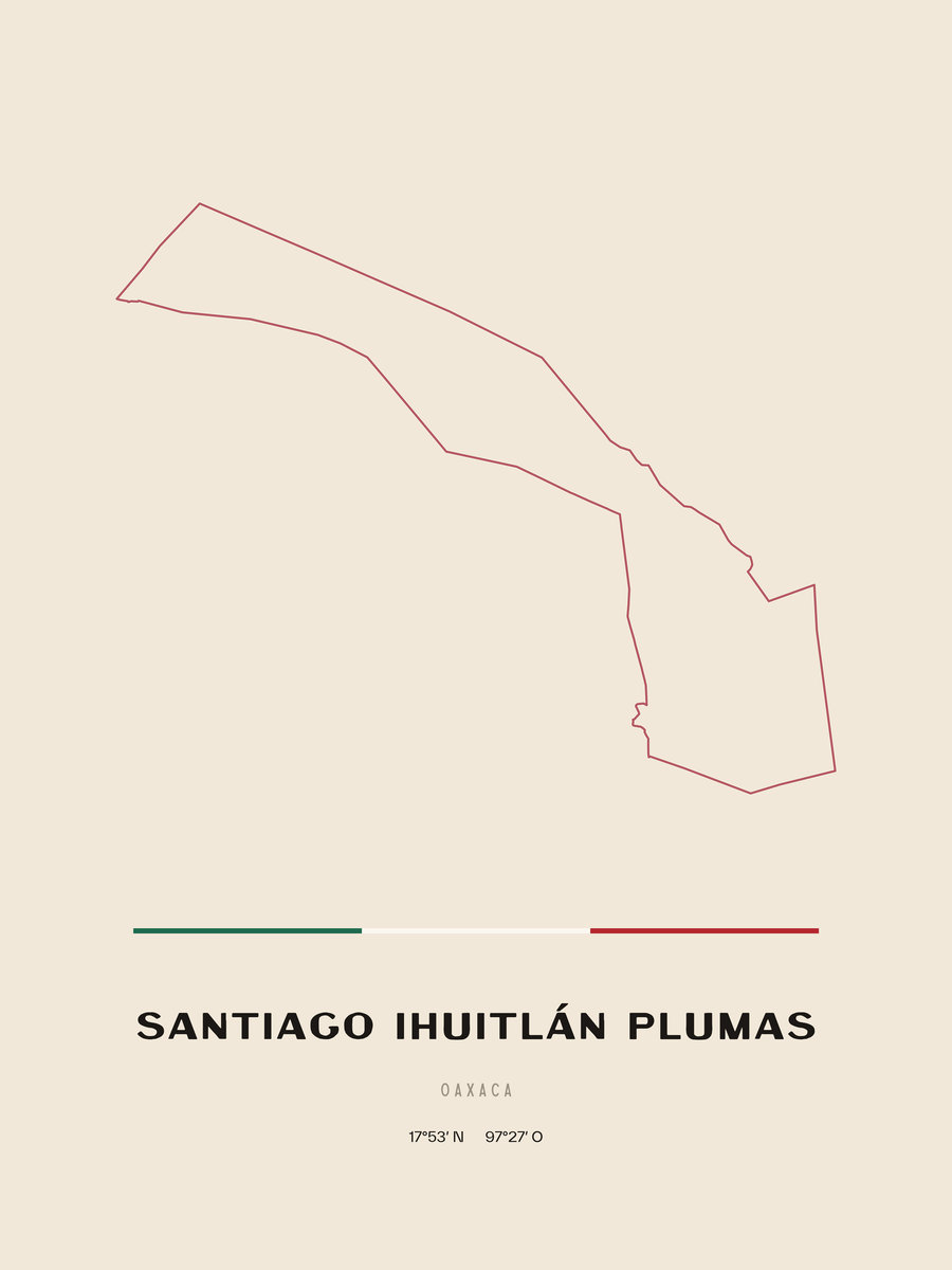 Framed poster of Santiago Ihuitlán Plumas, Oaxaca.