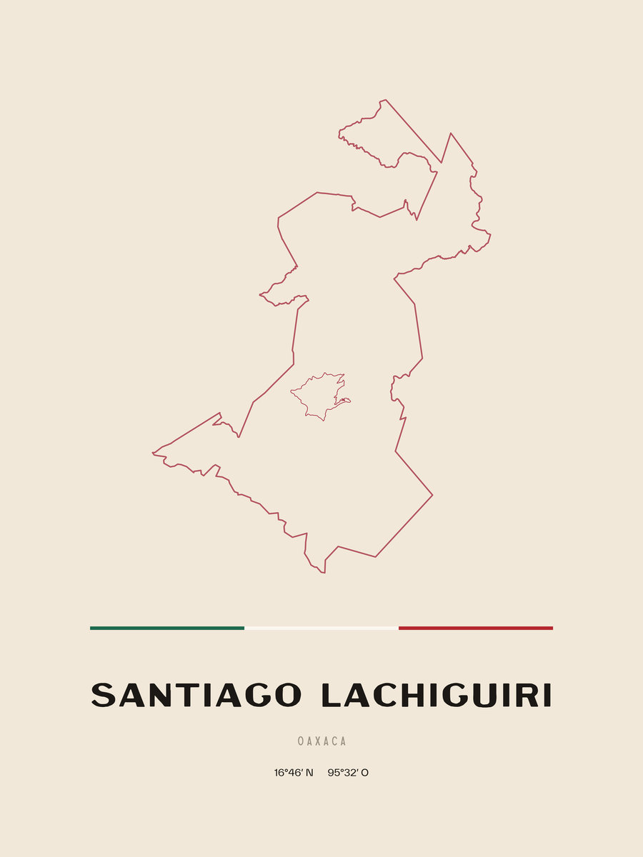 Framed poster of Santiago Lachiguiri, Oaxaca.