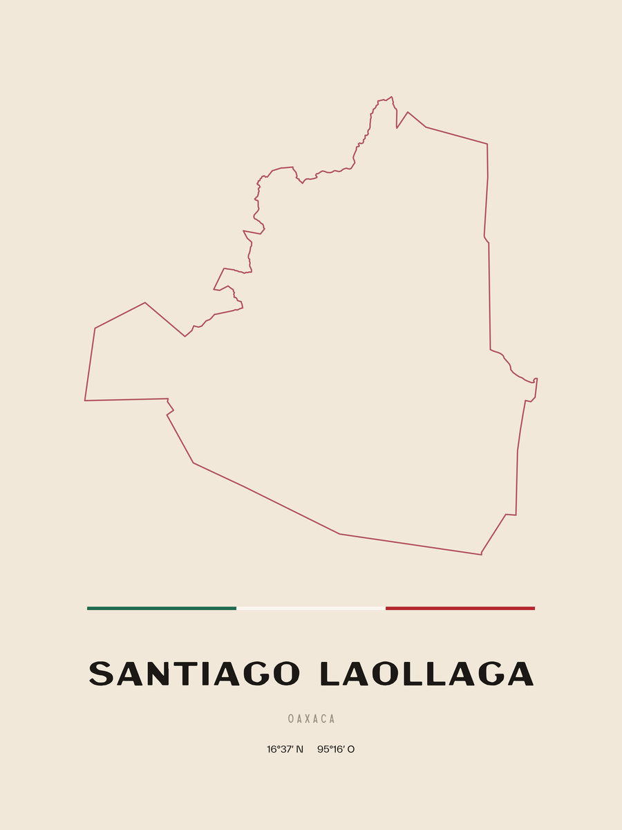 Framed poster of Santiago Laollaga, Oaxaca.