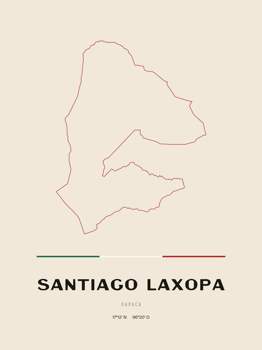 Framed poster of Santiago Laxopa, Oaxaca.