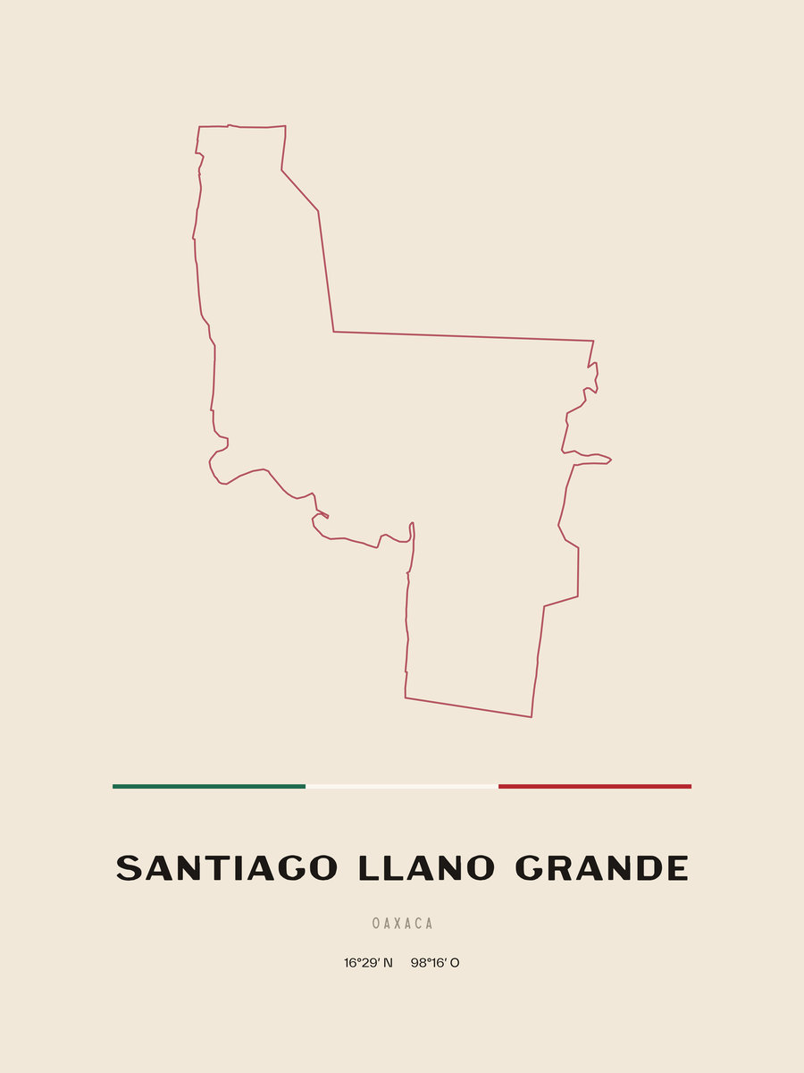 Framed poster of Santiago Llano Grande, Oaxaca.