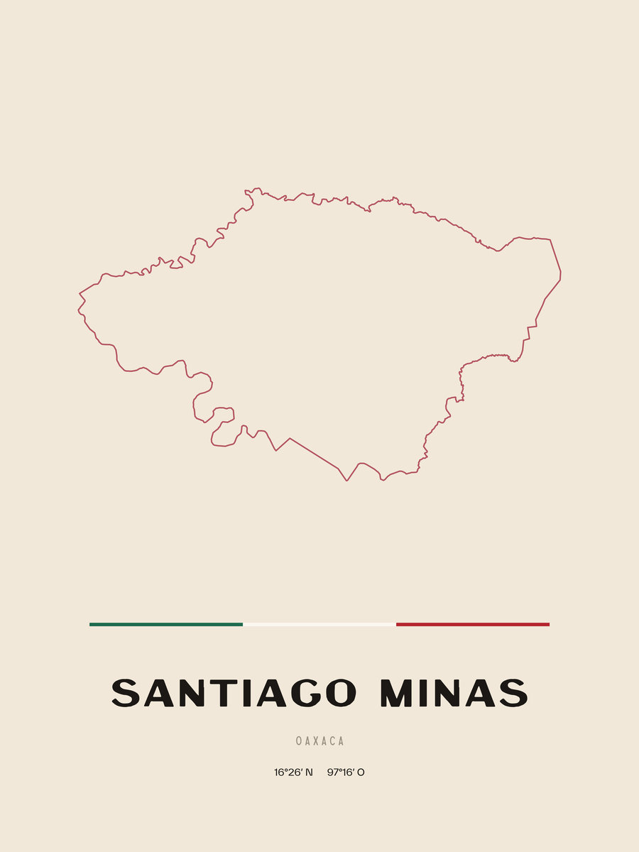 Framed poster of Santiago Minas, Oaxaca.