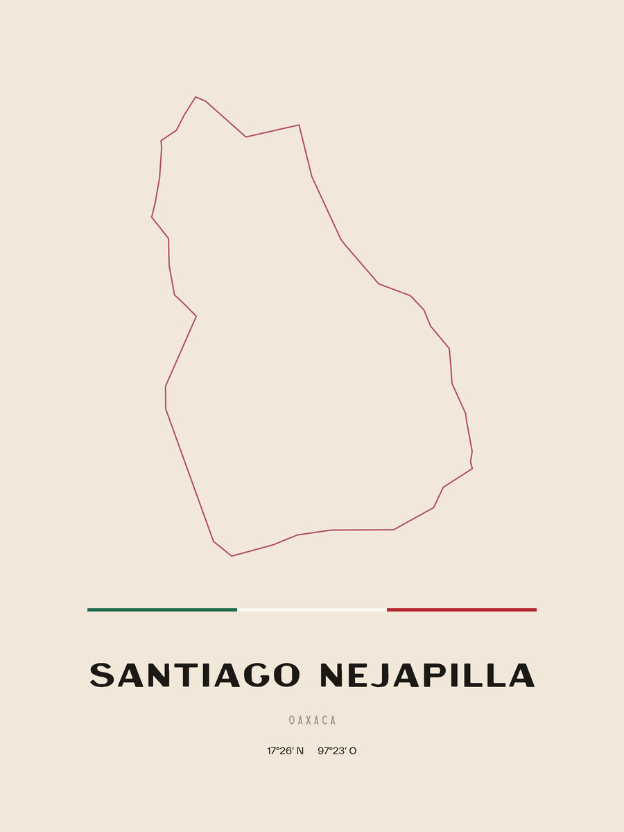 Framed poster of Santiago Nejapilla, Oaxaca.