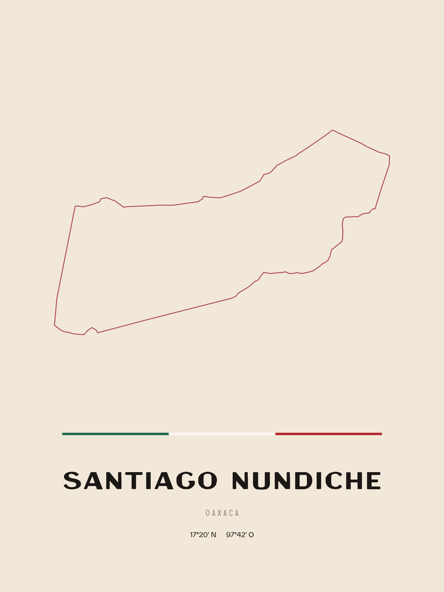 Framed poster of Santiago Nundiche, Oaxaca.