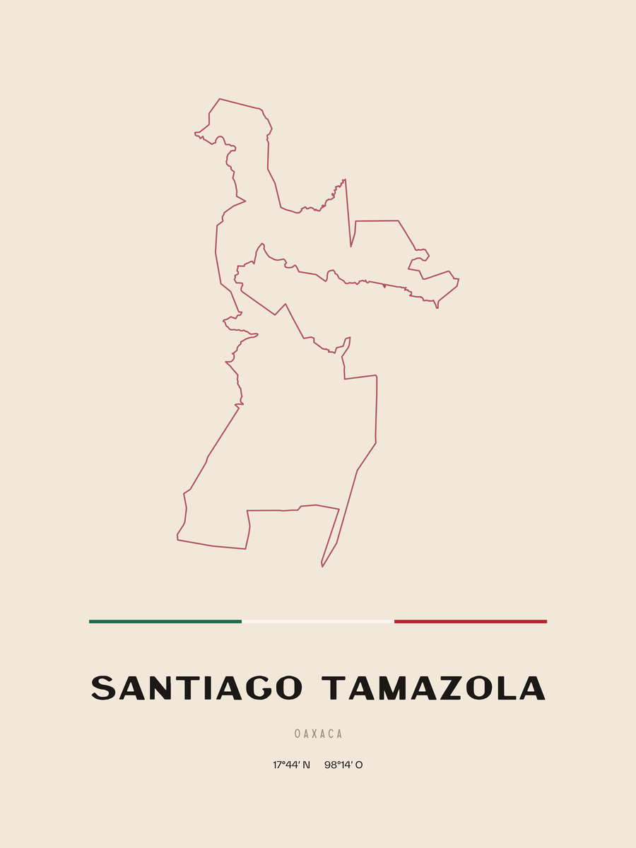 Framed poster of Santiago Tamazola, Oaxaca.