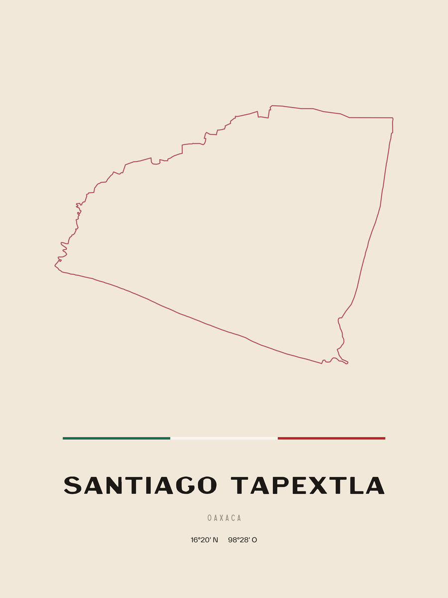 Framed poster of Santiago Tapextla, Oaxaca.