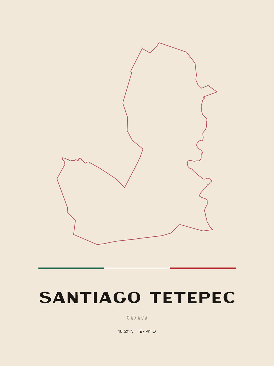 Framed poster of Santiago Tetepec, Oaxaca.