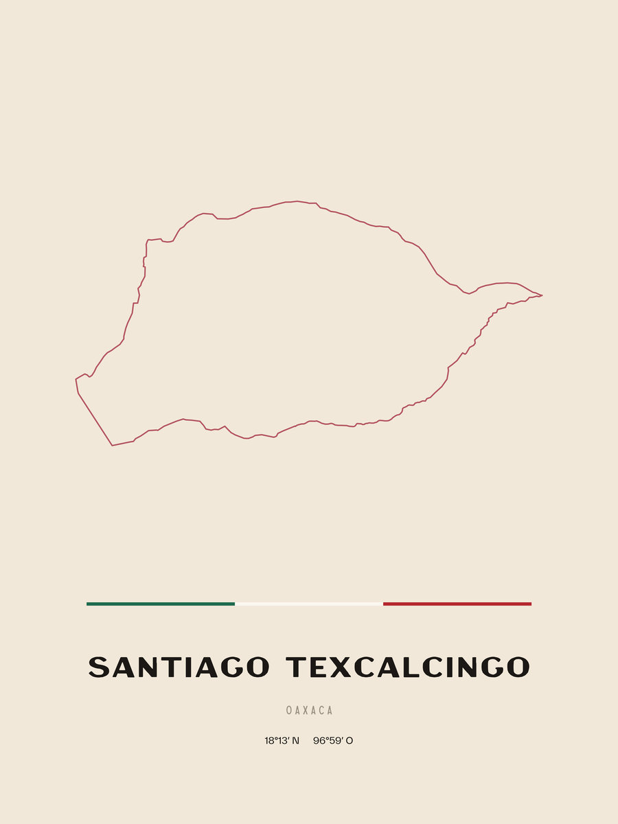 Framed poster of Santiago Texcalcingo, Oaxaca.