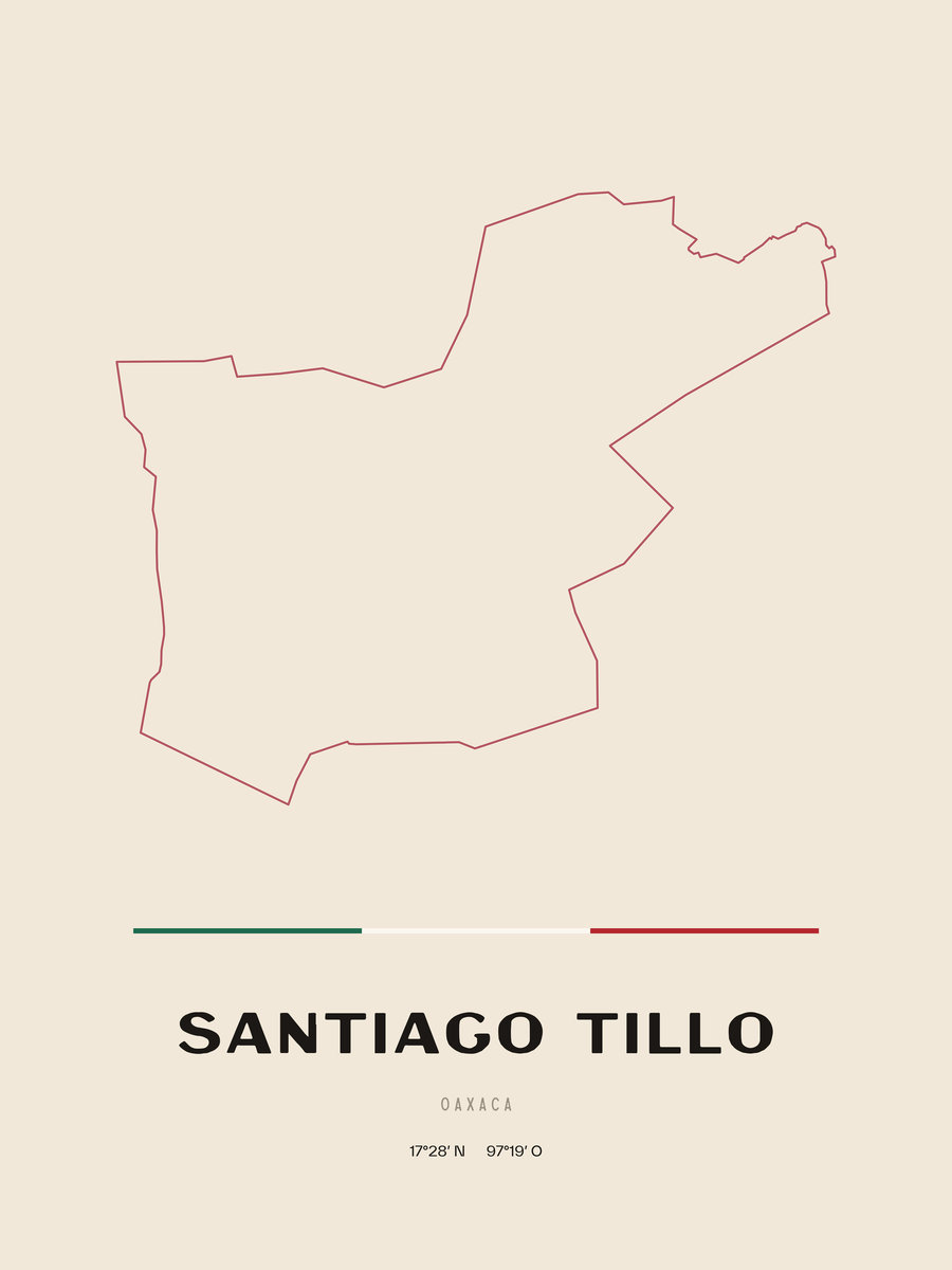 Framed poster of Santiago Tillo, Oaxaca.