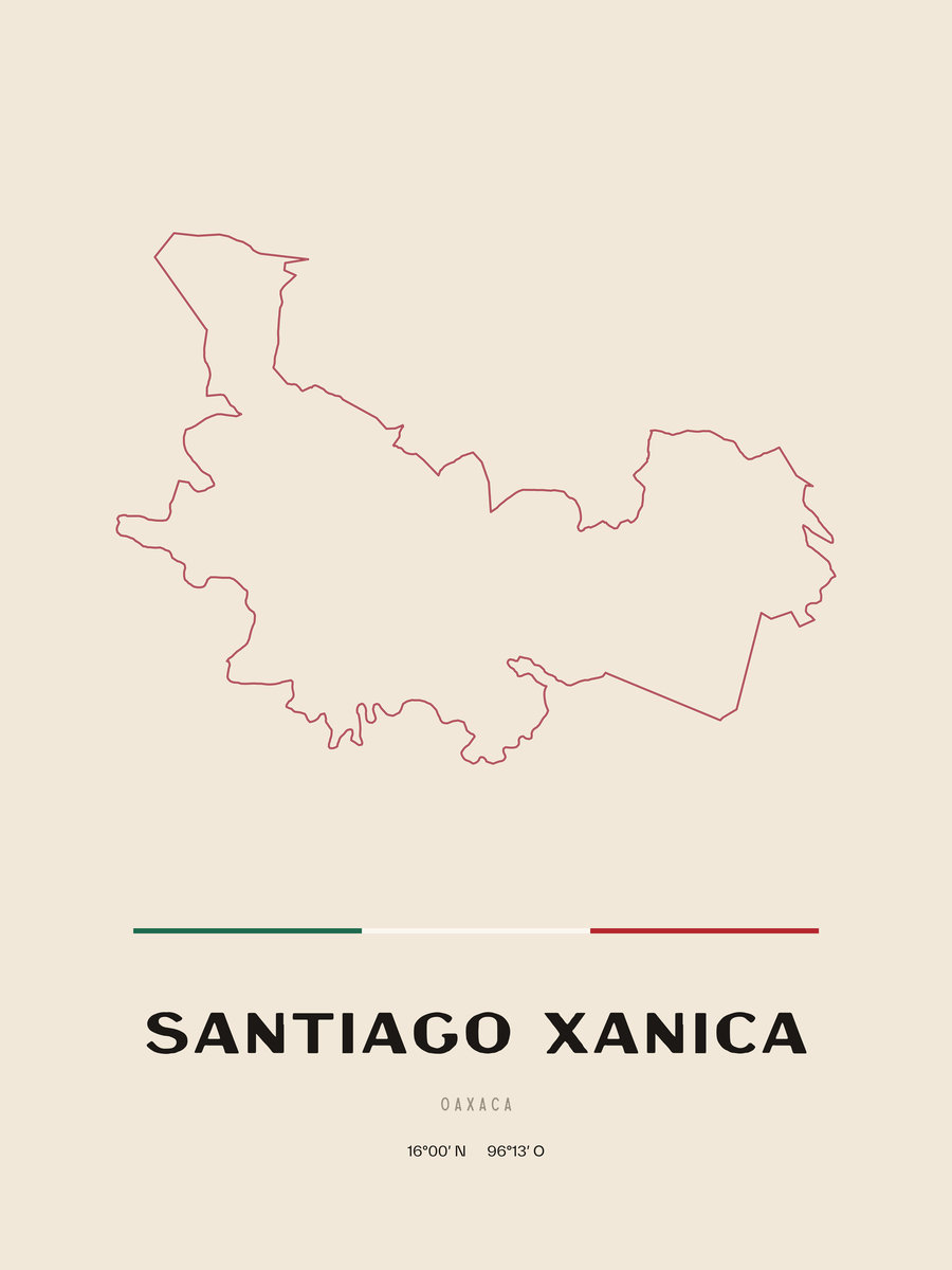 Framed poster of Santiago Xanica, Oaxaca.