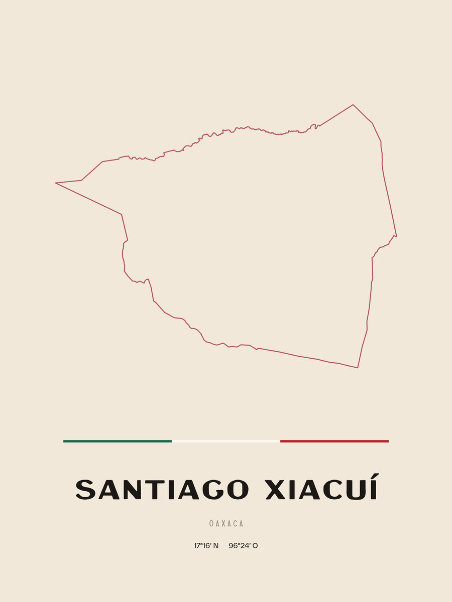 Framed poster of Santiago Xiacuí, Oaxaca.