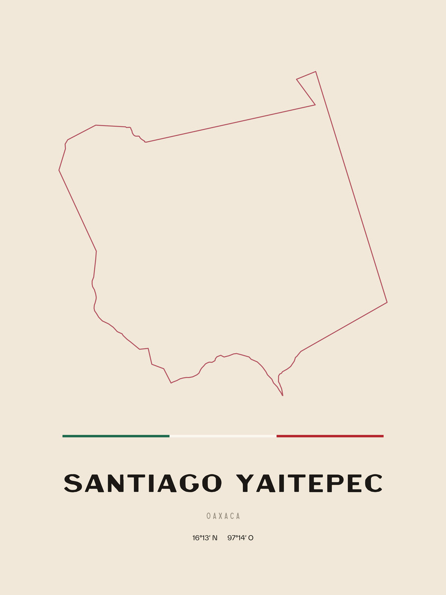 Framed poster of Santiago Yaitepec, Oaxaca.