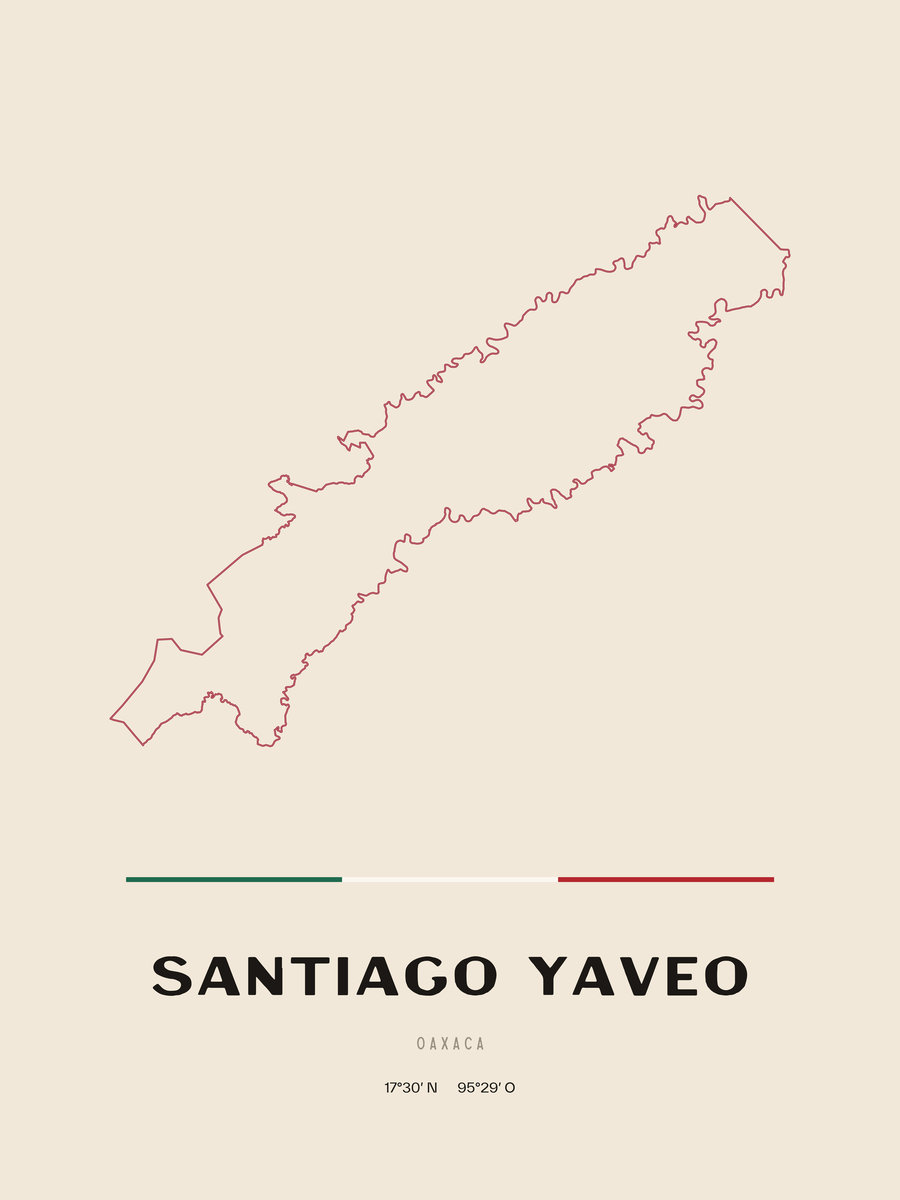 Framed poster of Santiago Yaveo, Oaxaca.