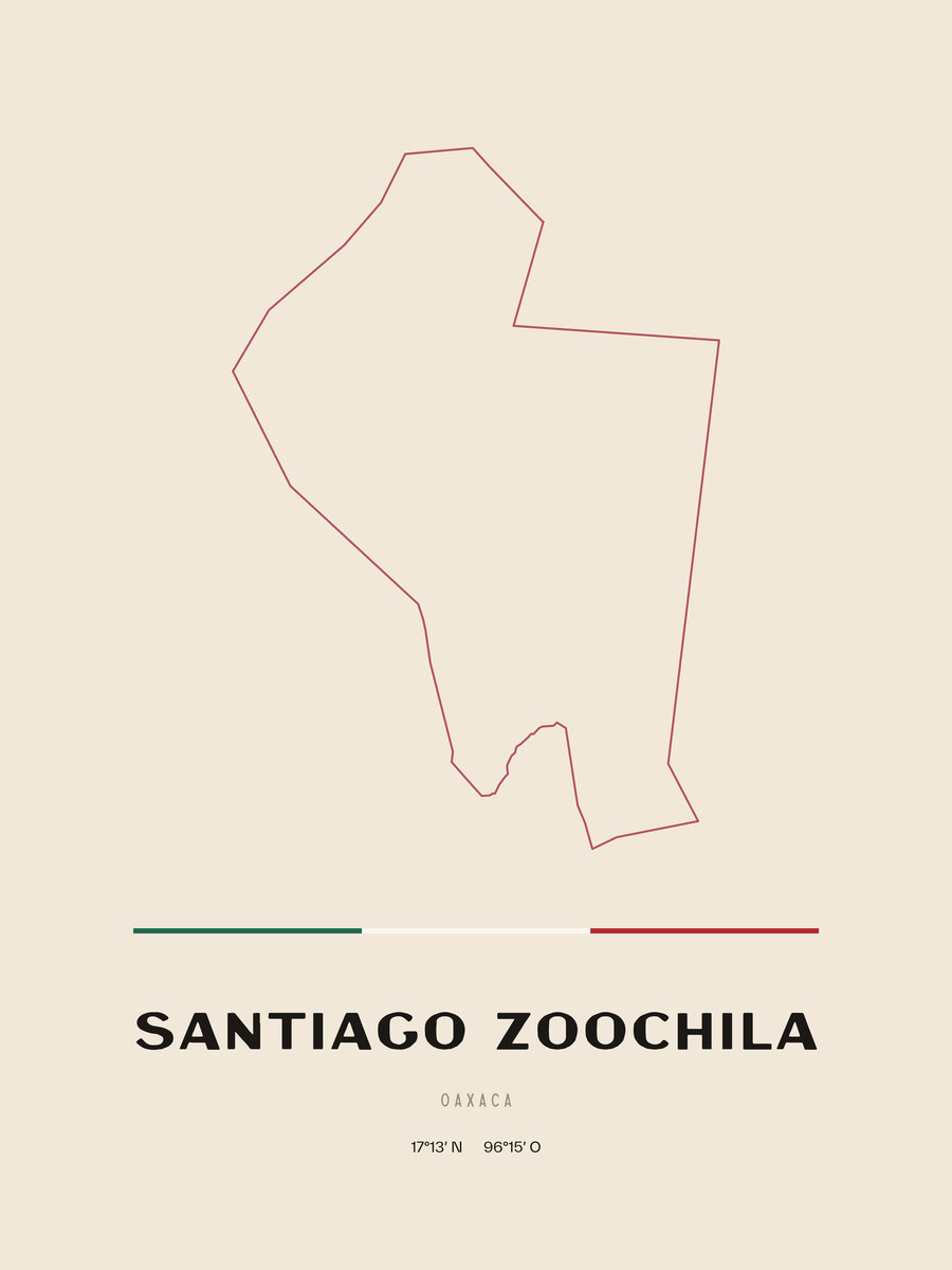 Framed poster of Santiago Zoochila, Oaxaca.