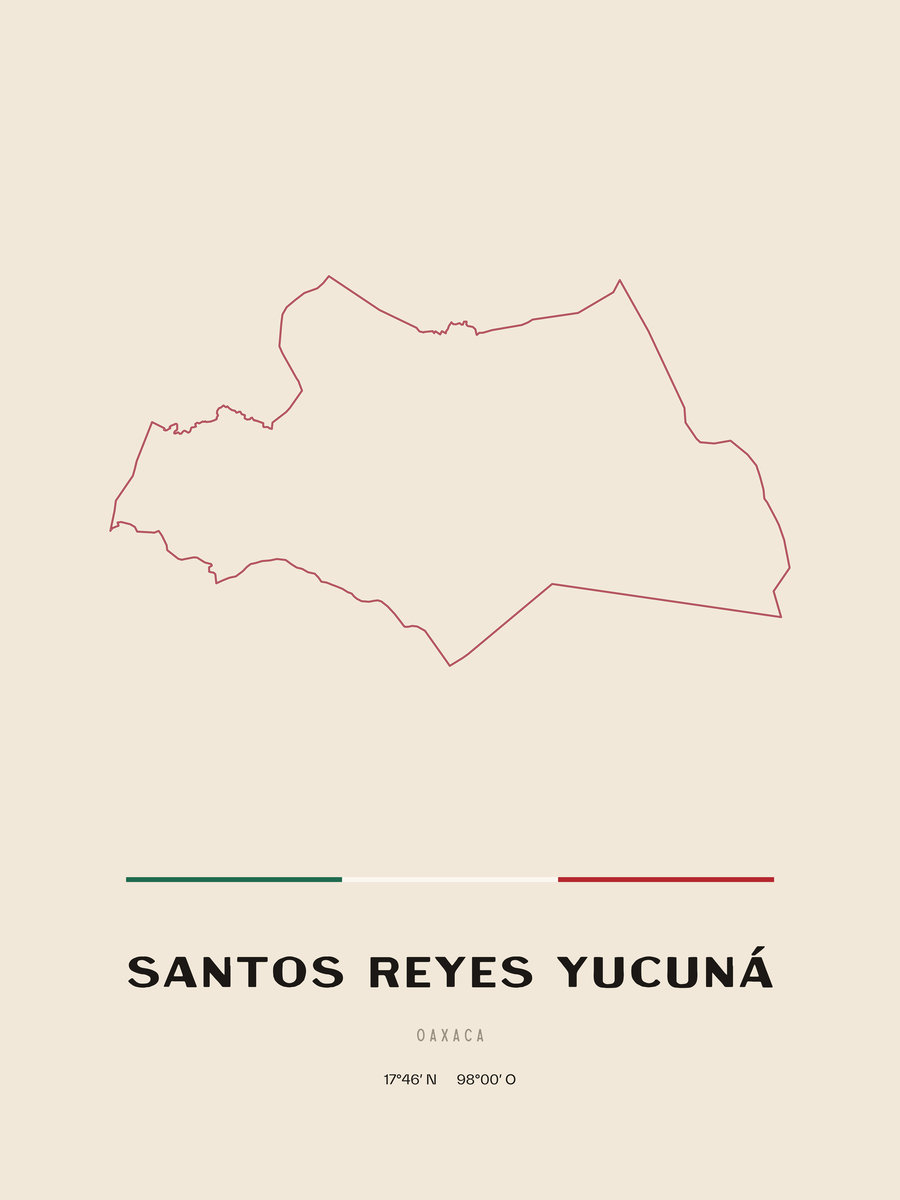 Framed poster of Santos Reyes Yucuná, Oaxaca.