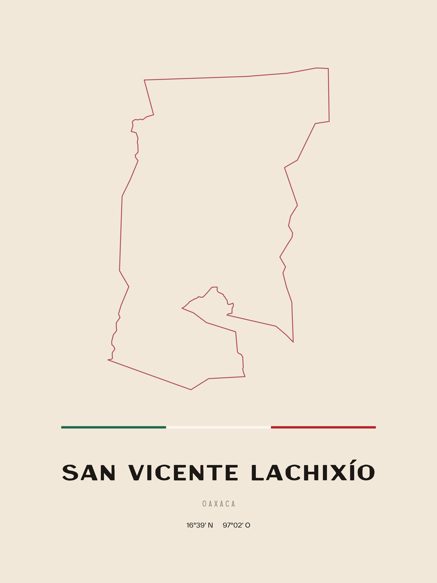 Framed poster of San Vicente Lachixío, Oaxaca.