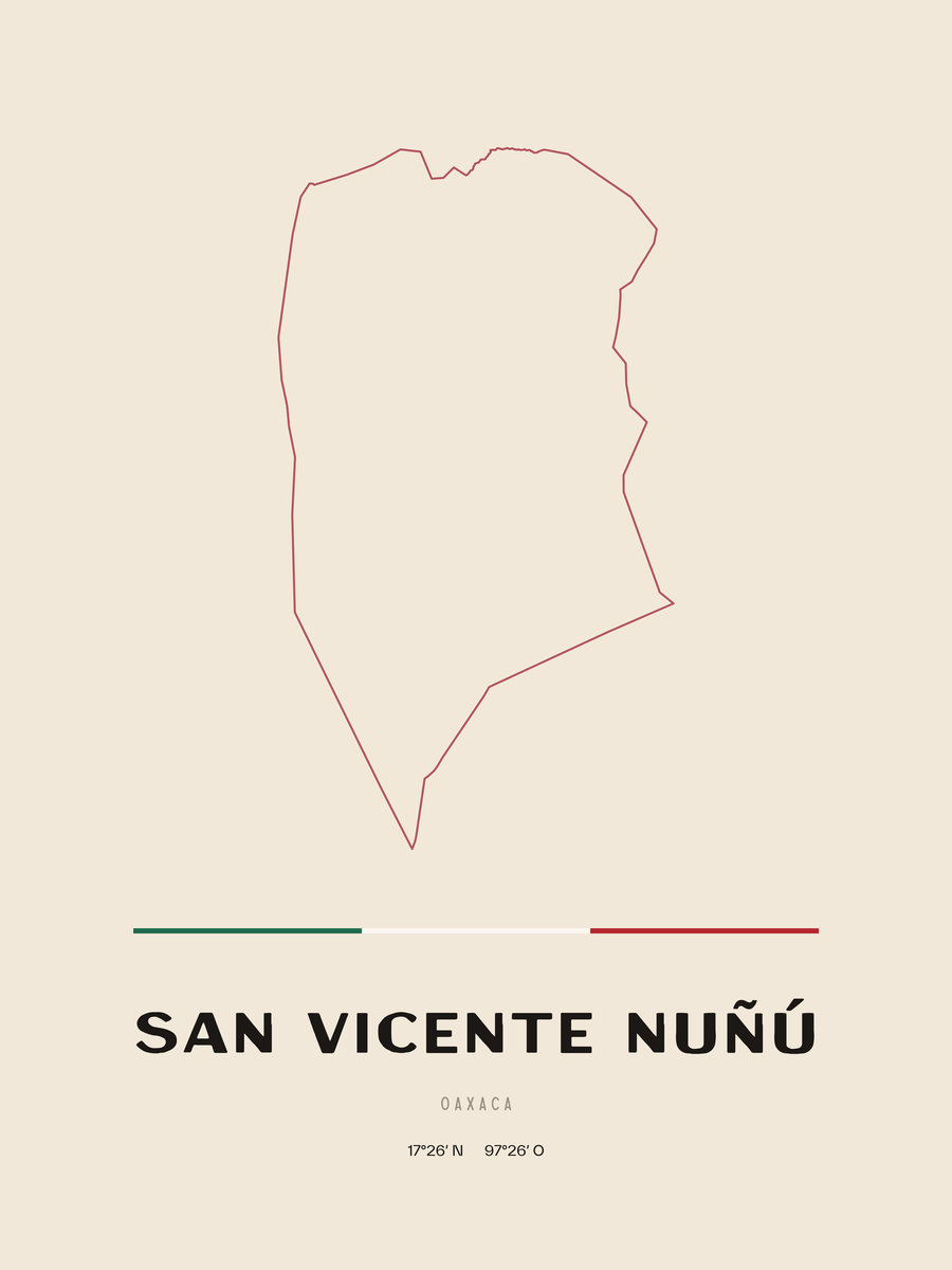 Framed poster of San Vicente Nuñú, Oaxaca.