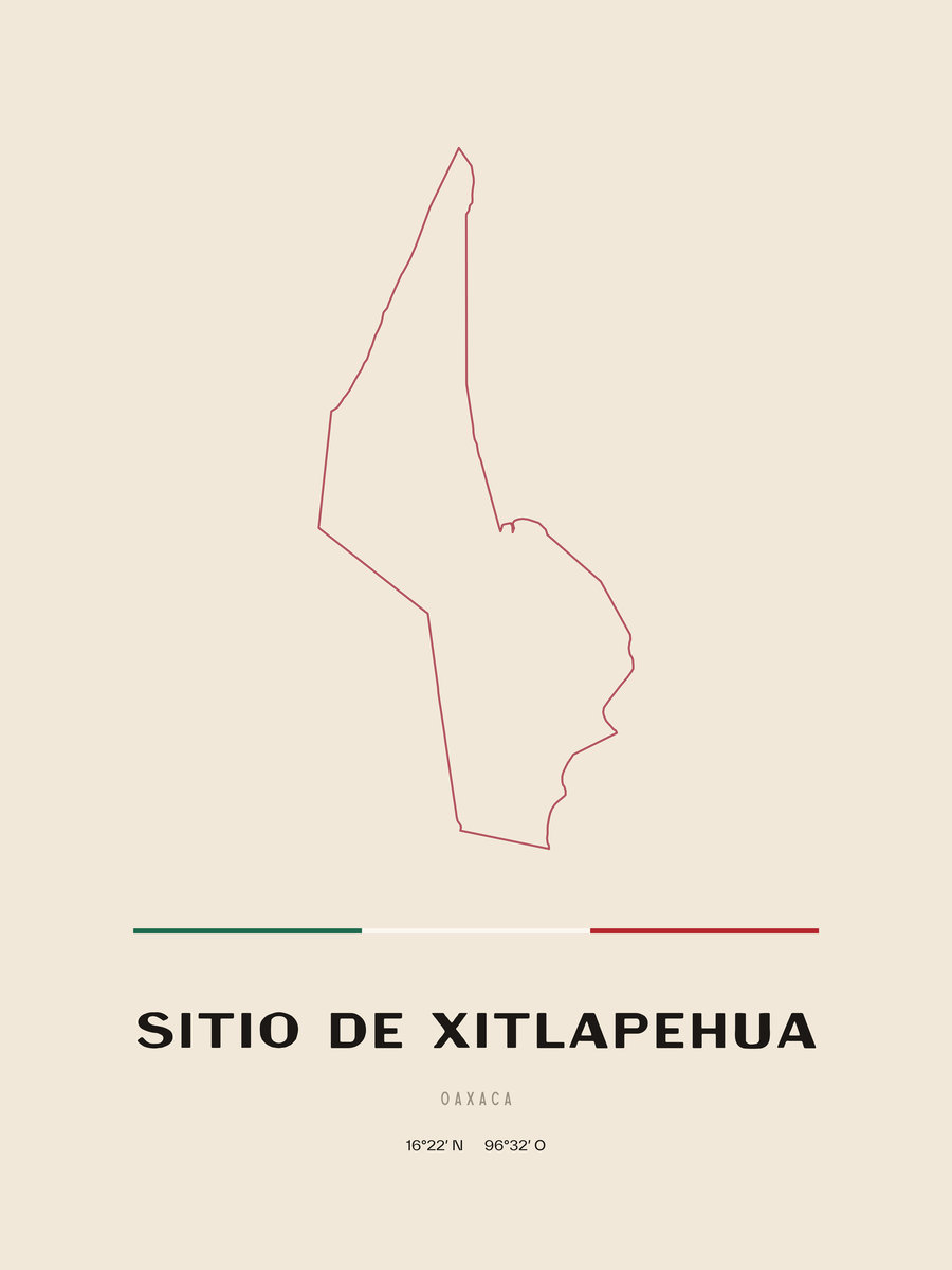 Framed poster of Sitio de Xitlapehua, Oaxaca.