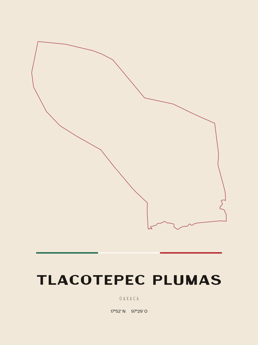 Framed poster of Tlacotepec Plumas, Oaxaca.