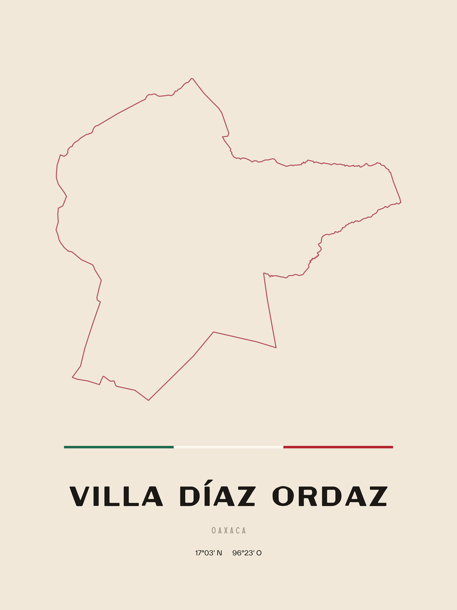 Framed poster of Villa Díaz Ordaz, Oaxaca.