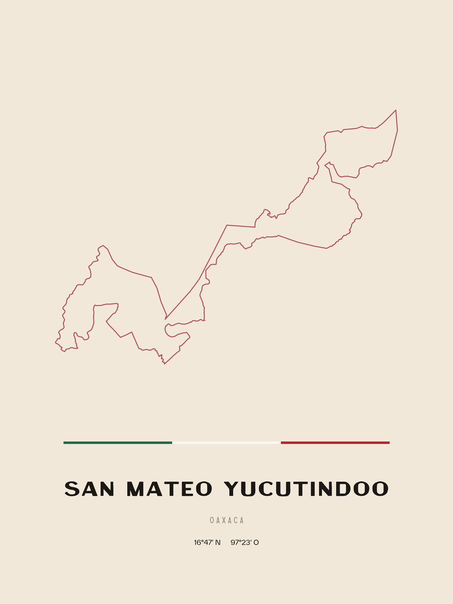 Framed poster of San Mateo Yucutindoo, Oaxaca.