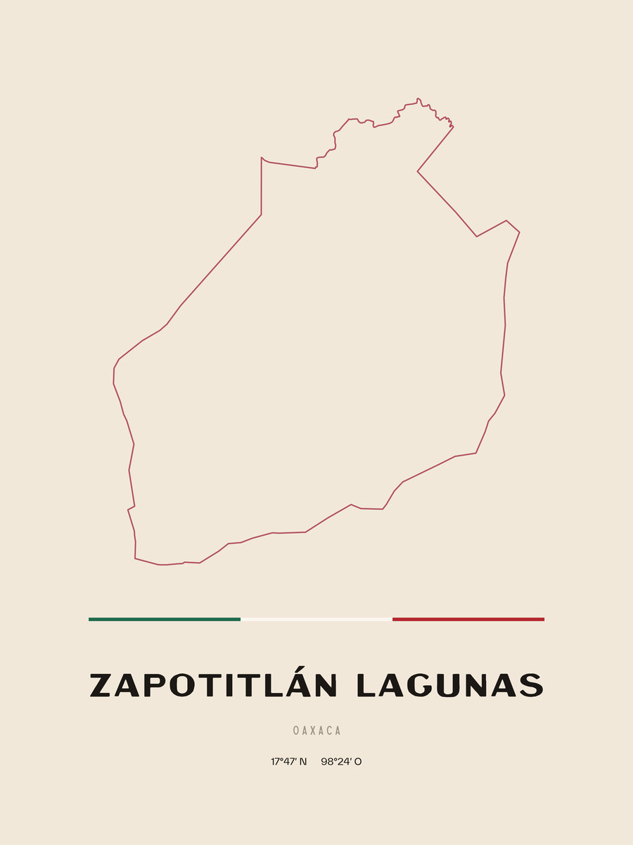 Framed poster of Zapotitlán Lagunas, Oaxaca.
