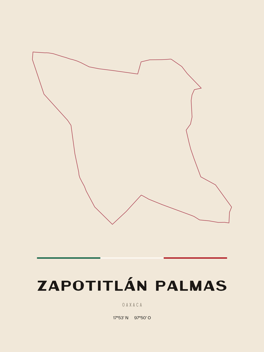 Framed poster of Zapotitlán Palmas, Oaxaca.