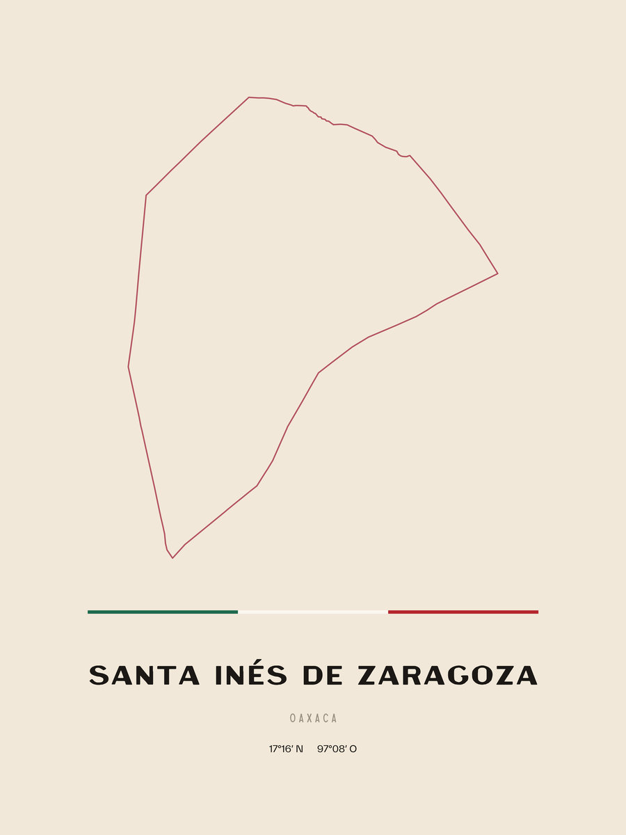 Framed poster of Santa Inés de Zaragoza, Oaxaca.
