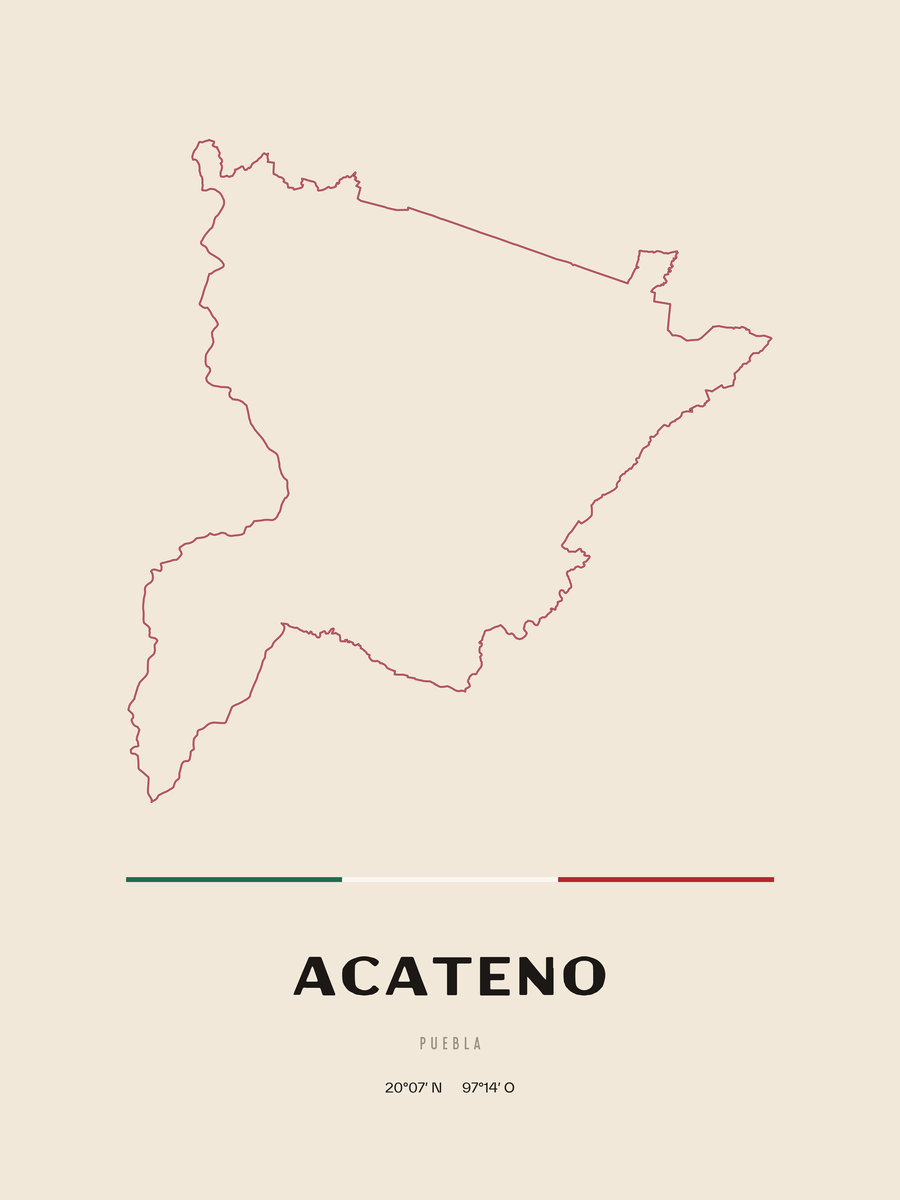 Framed poster of Acateno, Puebla.