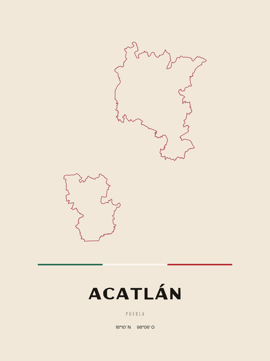 Framed poster of Acatlán, Puebla.