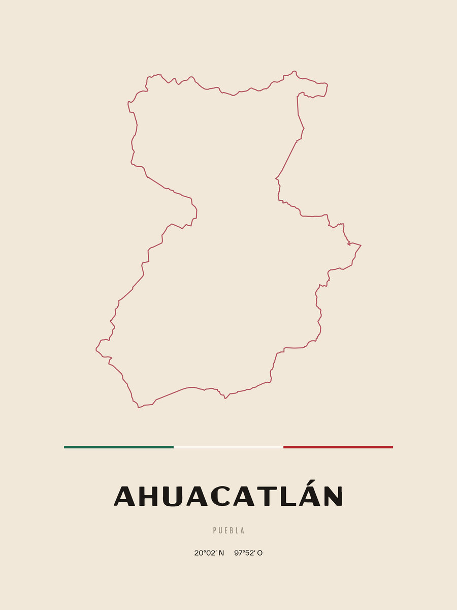 Framed poster of Ahuacatlán, Puebla.