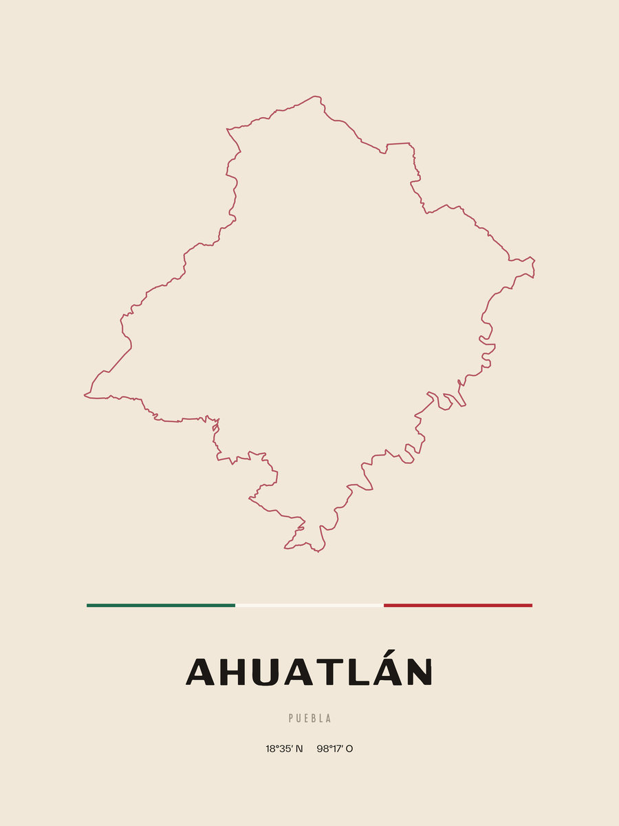 Framed poster of Ahuatlán, Puebla.