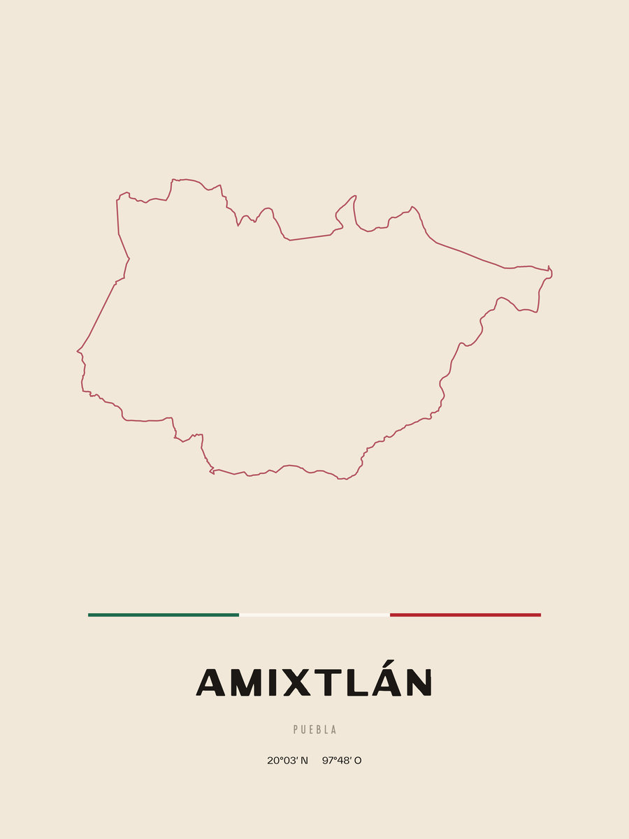 Framed poster of Amixtlán, Puebla.
